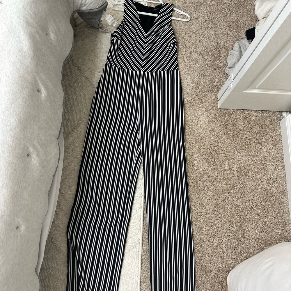 Banana Republic Black and White Striped Jumpsuit